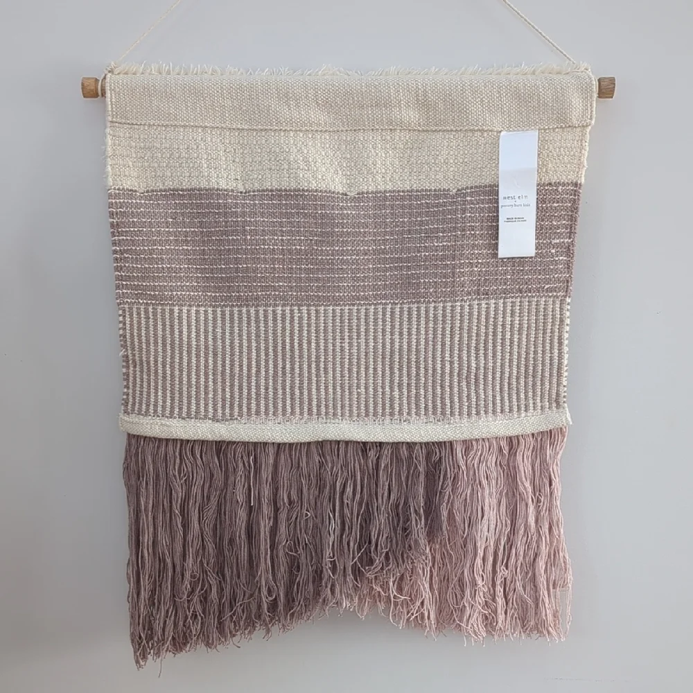Pottery Barn Kids Cream and Brown Woven Wall Tapestry